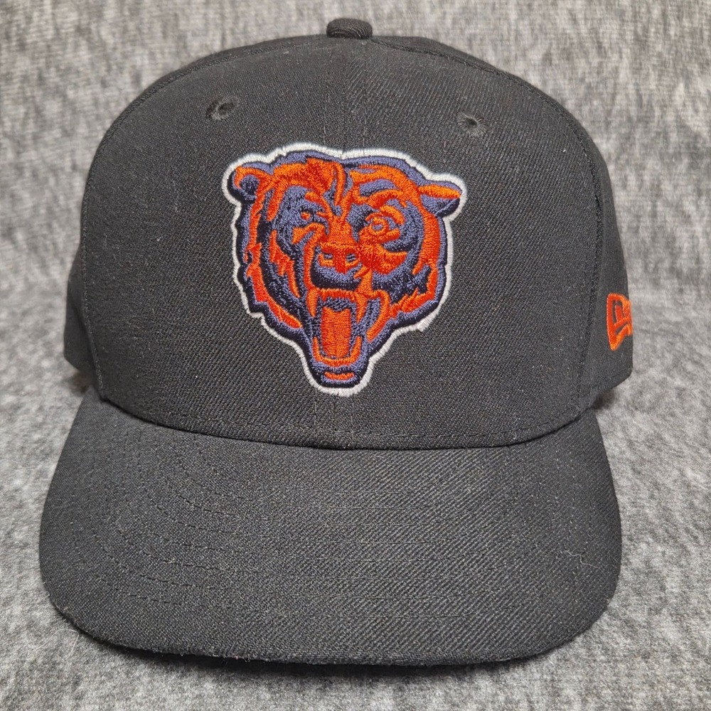 Chicago Bears Hat Cap 7 1/4 New Era 59FIFTY Fitted NFL Embroidered Black Orange